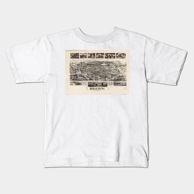 Vintage Pictorial Map of Rockaway NJ (1902) Kids T-Shirt by Bravuramedia